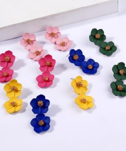 Korean fashion temperament earrings Romantic multicolor flower earrings Mixed color ylx-125