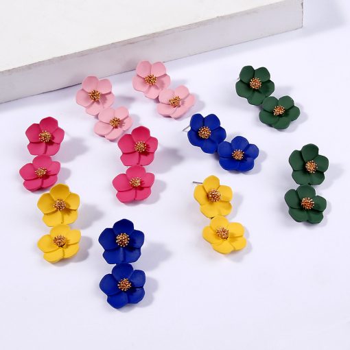 Korean fashion temperament earrings Romantic multicolor flower earrings Mixed color ylx-125