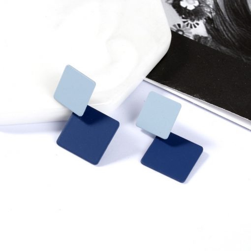 Korean version of the new paint geometric square earrings exaggerated fashion simple wild earrings retro cold wind YLX-100