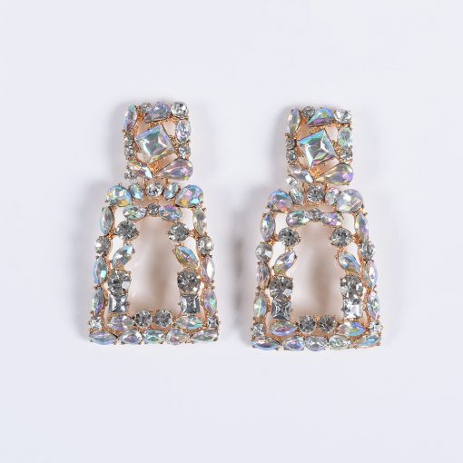 new big brand exaggerated earrings geometric alloy earrings female new retro full diamond square earrings YQL-010