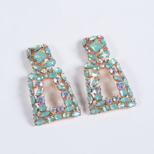 new big brand exaggerated earrings geometric alloy earrings female new retro full diamond square earrings YQL-010