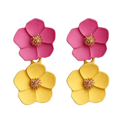 Korean fashion temperament earrings Romantic multicolor flower earrings Mixed color ylx-125