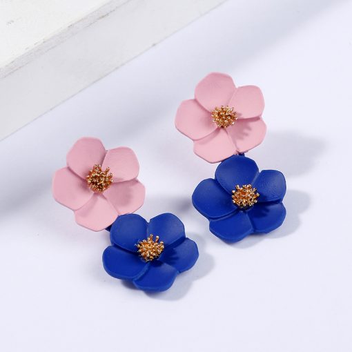 Korean fashion temperament earrings Romantic multicolor flower earrings Mixed color ylx-125