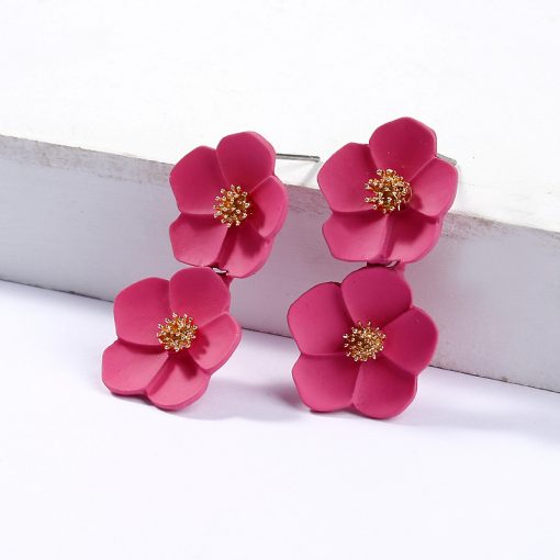 Korean fashion temperament earrings Romantic multicolor flower earrings Mixed color ylx-125