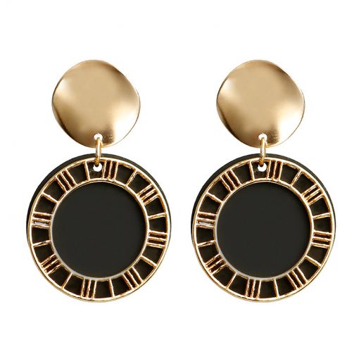 New Roman numerals earrings creative retro fashion sequins hollow disc candy color ladies earrings YLX-128