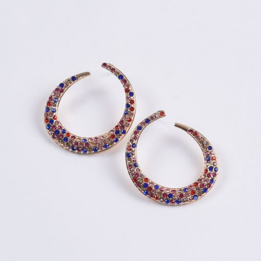 New ring full diamond earrings European and American style high-grade diamond semi-circle earrings jewelry wholesale YQL-009