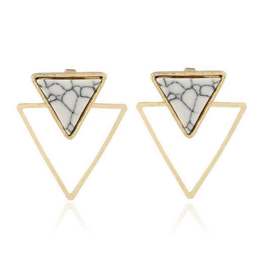 European and American earrings women Fashion geometric triangle marble hypoallergenic earrings wild earrings wholesale ylx-130