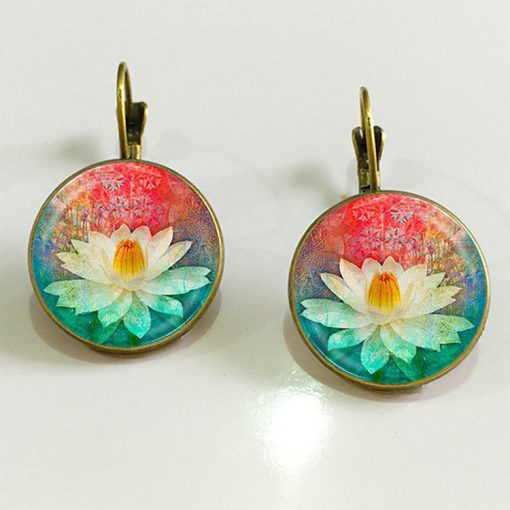 Handmade Jewelry French Vintage Earrings Ethnic Style Time Gem Indian Lotus Earrings YFT-041