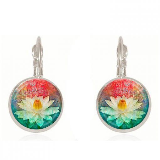 Handmade Jewelry French Vintage Earrings Ethnic Style Time Gem Indian Lotus Earrings YFT-041