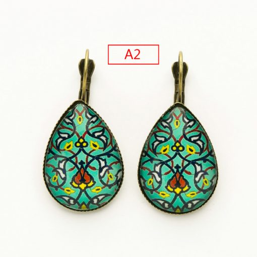 French ear hook simple print drop shape exquisite pattern earrings jewelry wholesale mixed batch YFT-111