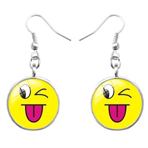 Hot emoji expression time gemstone earrings yft-115