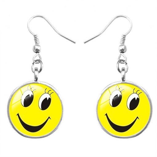 Hot emoji expression time gemstone earrings yft-115