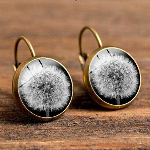 Dandelion retro time gemstone earrings foreign trade jewelry manufacturers wholesale French hook YFT-079