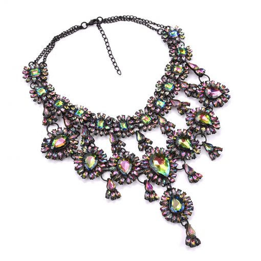 Europe and the United States luxury big high-end gemstone necklace 2019 new accessories multi-layer flower tassel necklace YQL-006