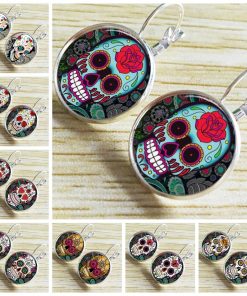 Personality skull time gemstone earrings glass earrings European and American fashion jewelry yft-095