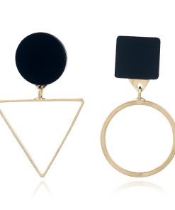 Korean version of irregular geometric circular triangle asymmetric earrings YLX-075