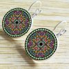18mm Mandala Flower Retro Pop Time Gemstone Earrings YFT-106