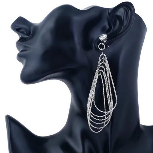 Metal multilayer water drop earrings European and American geometric pattern retro exaggerated female earrings YLX-112