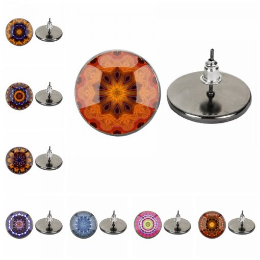 time gemstone glass mandala earrings mixed batch YFT-123