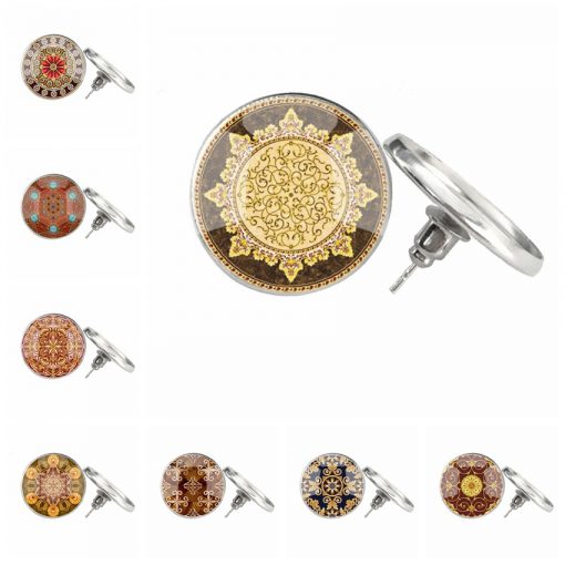 Sri Lankan ladies earrings time gemstone glass mandala earrings mixed batch YFT-122