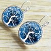 Hot DIY Health Tree Time Gemstone Earrings Silver Plated French Ear Hook YFT-051