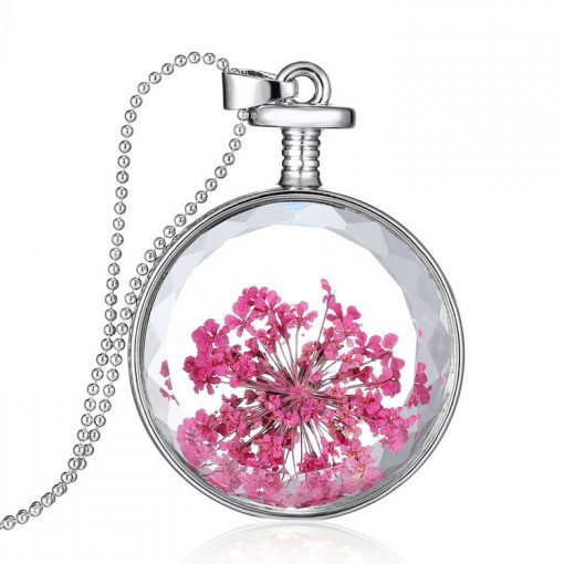 European and American jewelry round starry dried flower necklace plant dried flower pendant manufacturers wholesale Mixed batch YYH-002