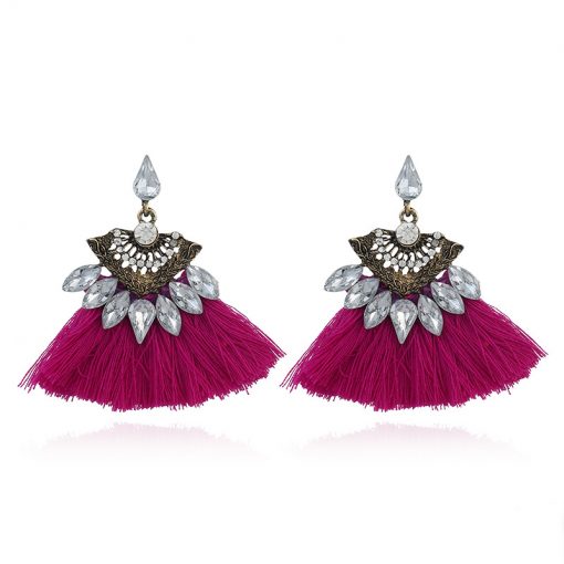 Tassel earrings Europe and America hot sale diamond earrings national wind earrings jewelry factory direct YLX-060