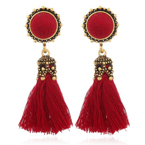 European and American fashion fan-shaped tassel earrings bohemian earrings exaggerated fashion jewelry wholesale YLX-034