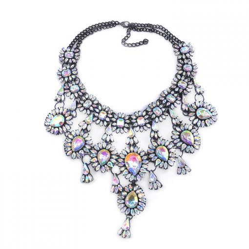 Europe and the United States luxury big high-end gemstone necklace 2019 new accessories multi-layer flower tassel necklace YQL-006