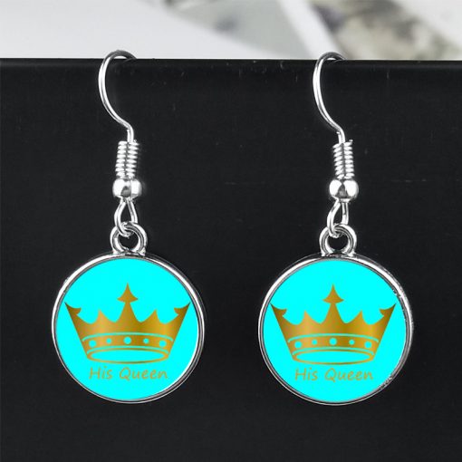 New Her King His Queen Earrings Crown Earrings yft-117