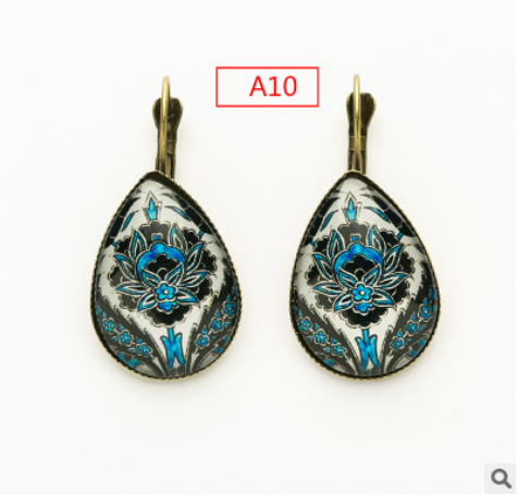 French ear hook simple print drop shape exquisite pattern earrings jewelry wholesale mixed batch YFT-111