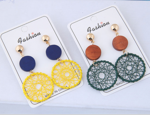 Korean version of the trend of the trend of gold wire button long earrings ylx-117