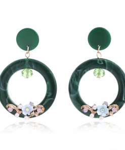 Environmentally friendly acetate plate round rhinestone female earrings wholesale YNR-029