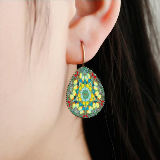 Drip Mandala Earrings New Creative Time Gemstone Earrings Mixed Batch YFT-112