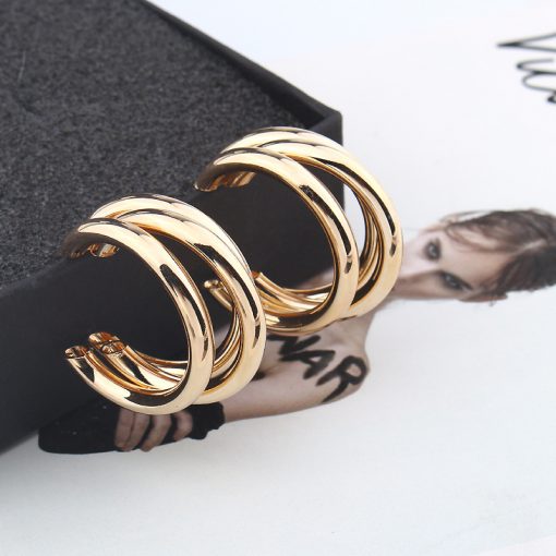 Hot selling irregular semi-circular metal earrings Trendy temperament wild YLX-044