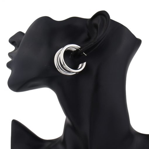 Hot selling irregular semi-circular metal earrings Trendy temperament wild YLX-044