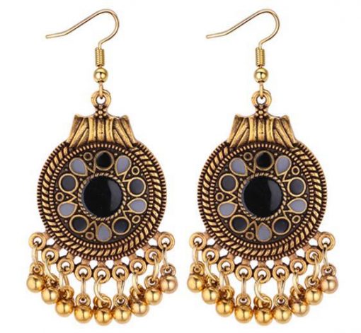 Europe and the United States retro national wind disc metal ball tassel earrings Drop oil earrings ylx-088