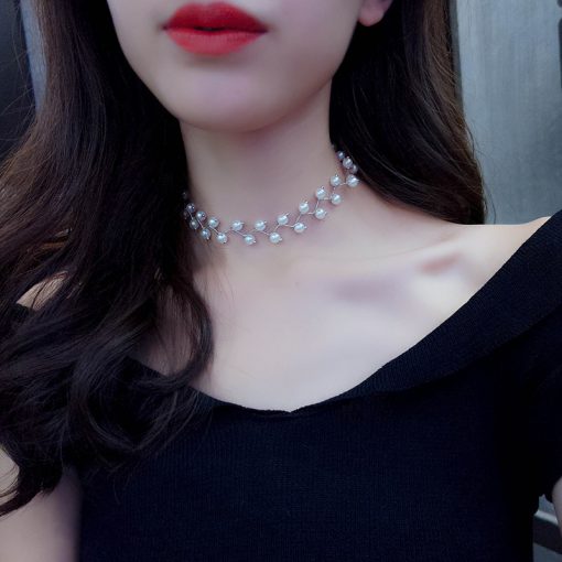 Imitation pearl clavicle chain female necklace simple short necklace YLX137