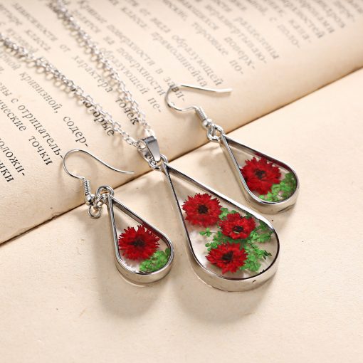 Fashion simple natural dried flower earrings necklace set classic wild accessories factory direct YYH-005