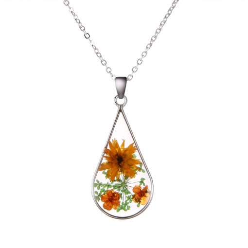 Best selling fashion simple natural dried flower drop-shaped necklace classic small flower items wholesale YYH-007