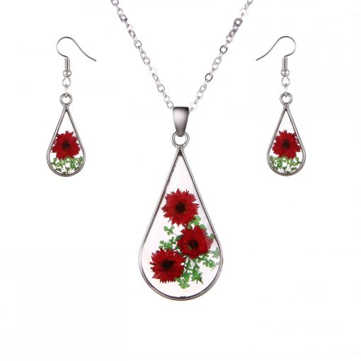 Fashion simple natural dried flower earrings necklace set classic wild accessories factory direct YYH-005