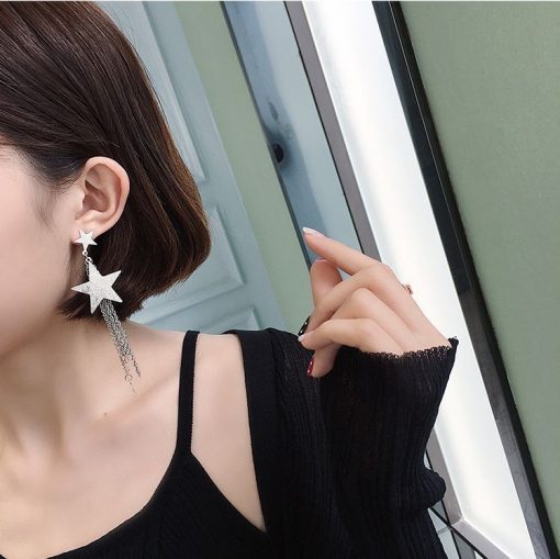 New earrings personality temperament five-pointed star long tassel earrings Korean earrings YLX-102