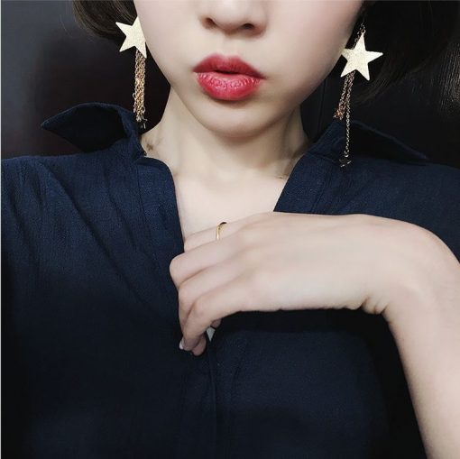 New earrings personality temperament five-pointed star long tassel earrings Korean earrings YLX-102