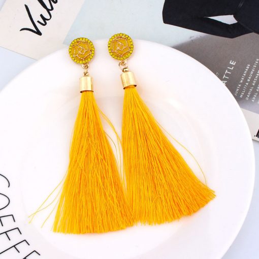 European and American fashion hot sale Chao women exaggerated long temperament rose flower tassel earrings YLX-037