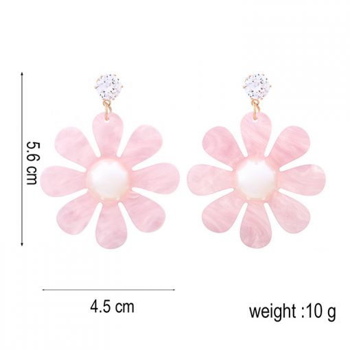 Acrylic flowers inlaid with pearl earrings wholesale YNR-036