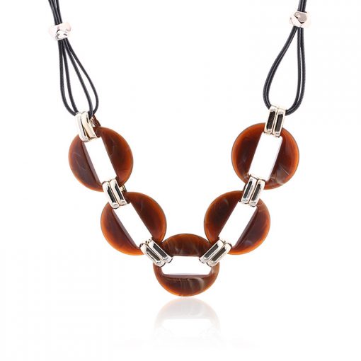 Color acrylic acetate plate pendant necklace female wax line popular necklace YNR-014