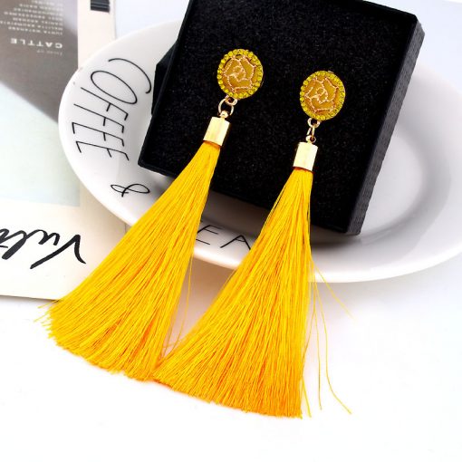 European and American fashion hot sale Chao women exaggerated long temperament rose flower tassel earrings YLX-037