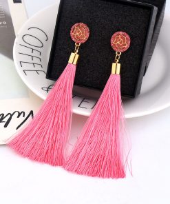 European and American fashion hot sale Chao women exaggerated long temperament rose flower tassel earrings YLX-037