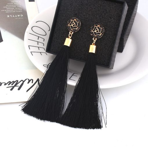 European and American fashion hot sale Chao women exaggerated long temperament rose flower tassel earrings YLX-037