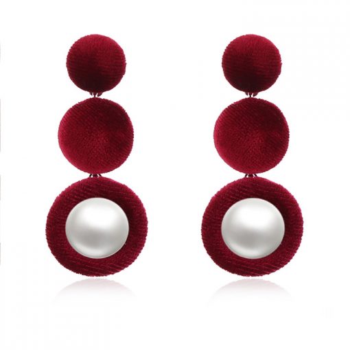 Korean flannel button inlaid pearl earrings wholesale YNR-035